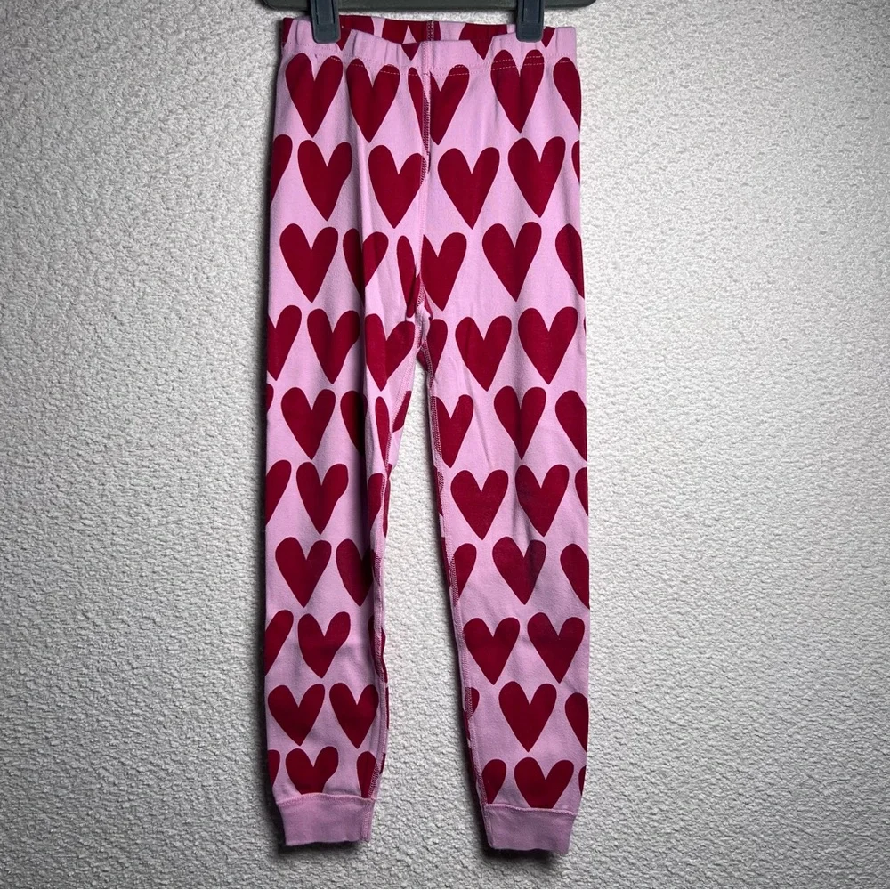 Hanna Andersson Kids Heart Pink‎ Matching Set Pajamas Size 8